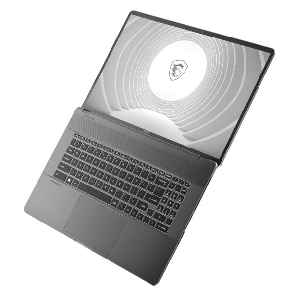 MSI CreatorPro Z17 high performance mobiel werkstation rechtsvoor 180 graden open